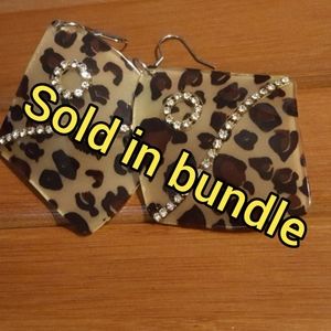 LUCITE ANIMAL PRINT & RHINESTONE EARRINGS